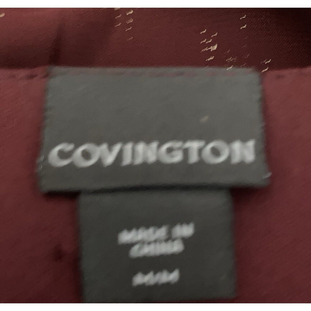 COVINGTON maroon gold v-neck sleeveless semi sheer overlay top M - Picture 6 of 7